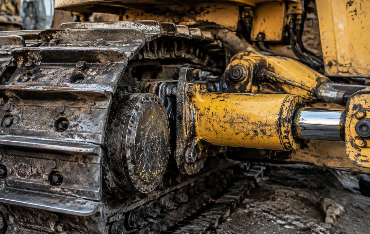 Excavator track and hydraulic components at work